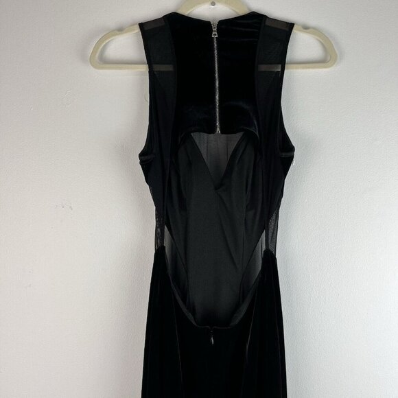 Vtg Betsy & Adam Black Velvet Maxi Dress Size 2 Sheer‎ Cut Out Formal Prom - Picture 10 of 14
